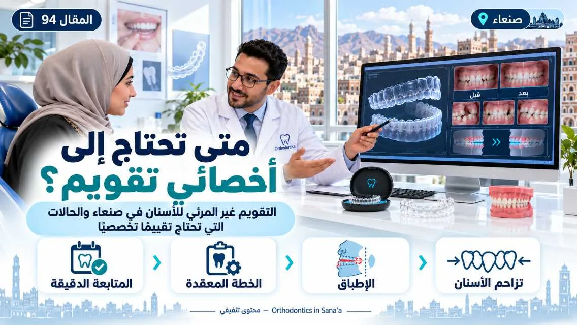 التقويم غير المرئي للأسنان في صنعاء: متى تحتاج إلى رأي أخصائي تقويم؟