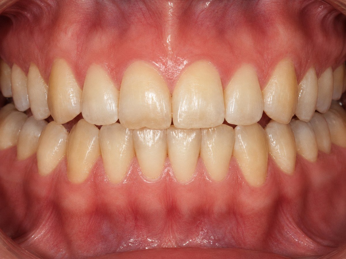 قبل العلاج - ترميمات تجميلية لتحسين شكل الأسنان الأمامية