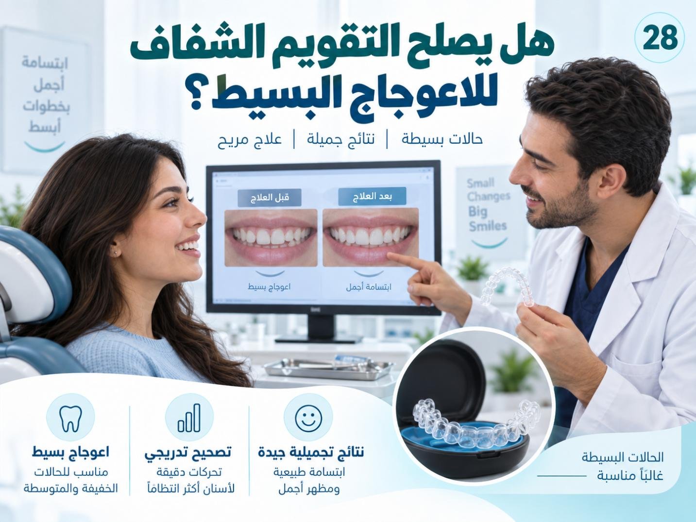 هل يصلح التقويم الشفاف للاعوجاج البسيط؟