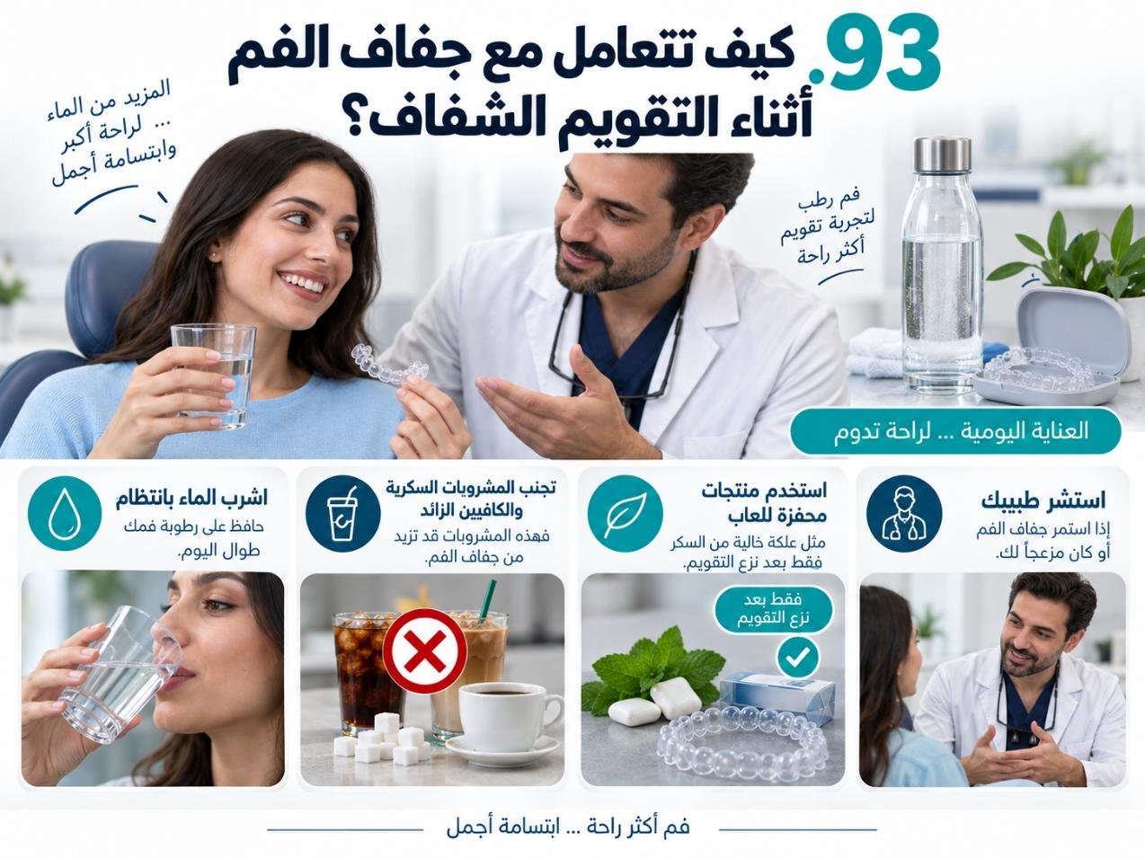 كيف تتعامل مع جفاف الفم أثناء التقويم الشفاف؟