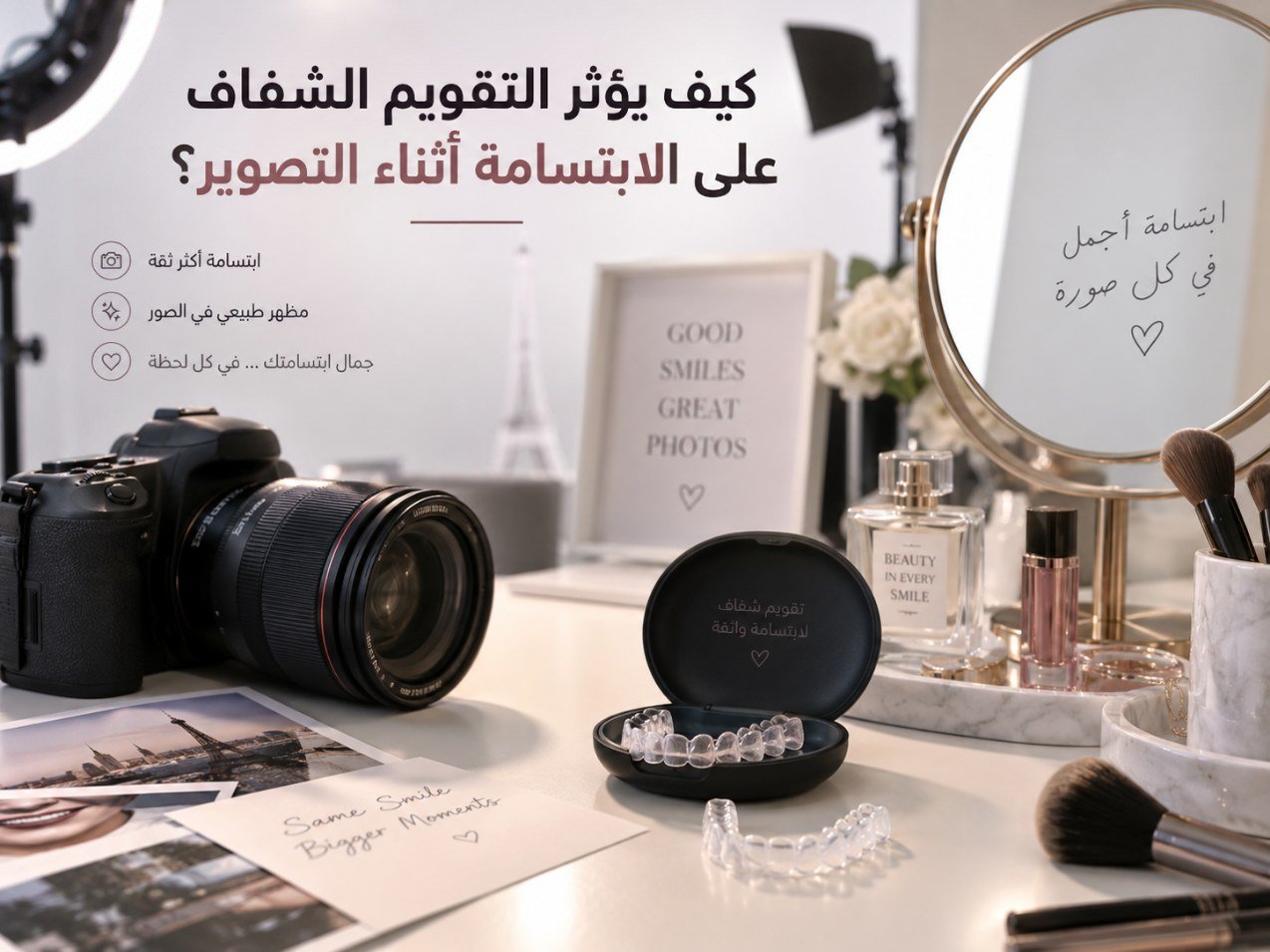 كيف يؤثر التقويم الشفاف على الابتسامة أثناء التصوير؟