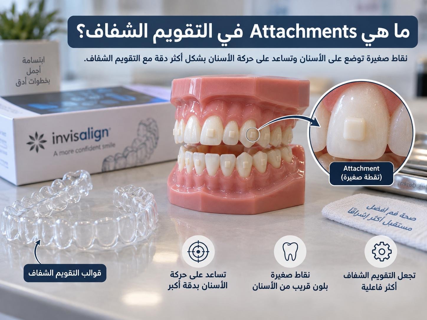 هل الـ Attachments ظاهرة على الأسنان؟