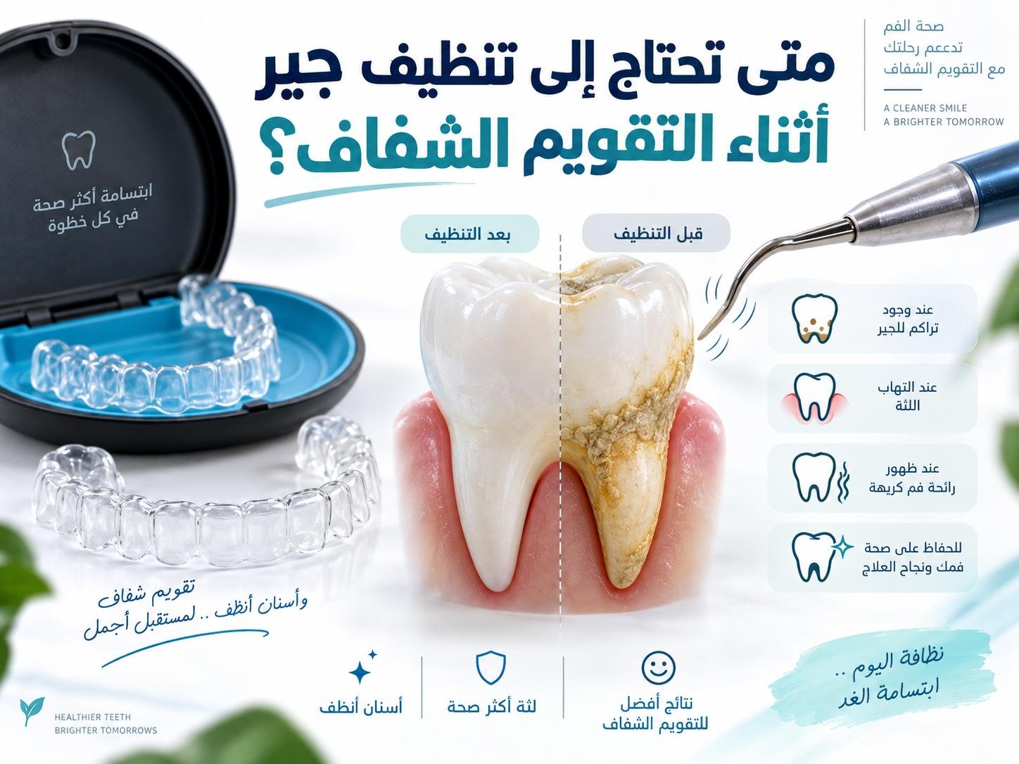 متى تحتاج إلى تنظيف جير أثناء التقويم الشفاف؟