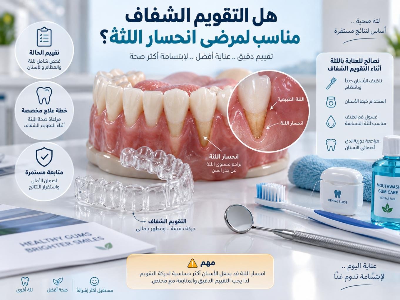 هل التقويم الشفاف مناسب لمرضى انحسار اللثة؟