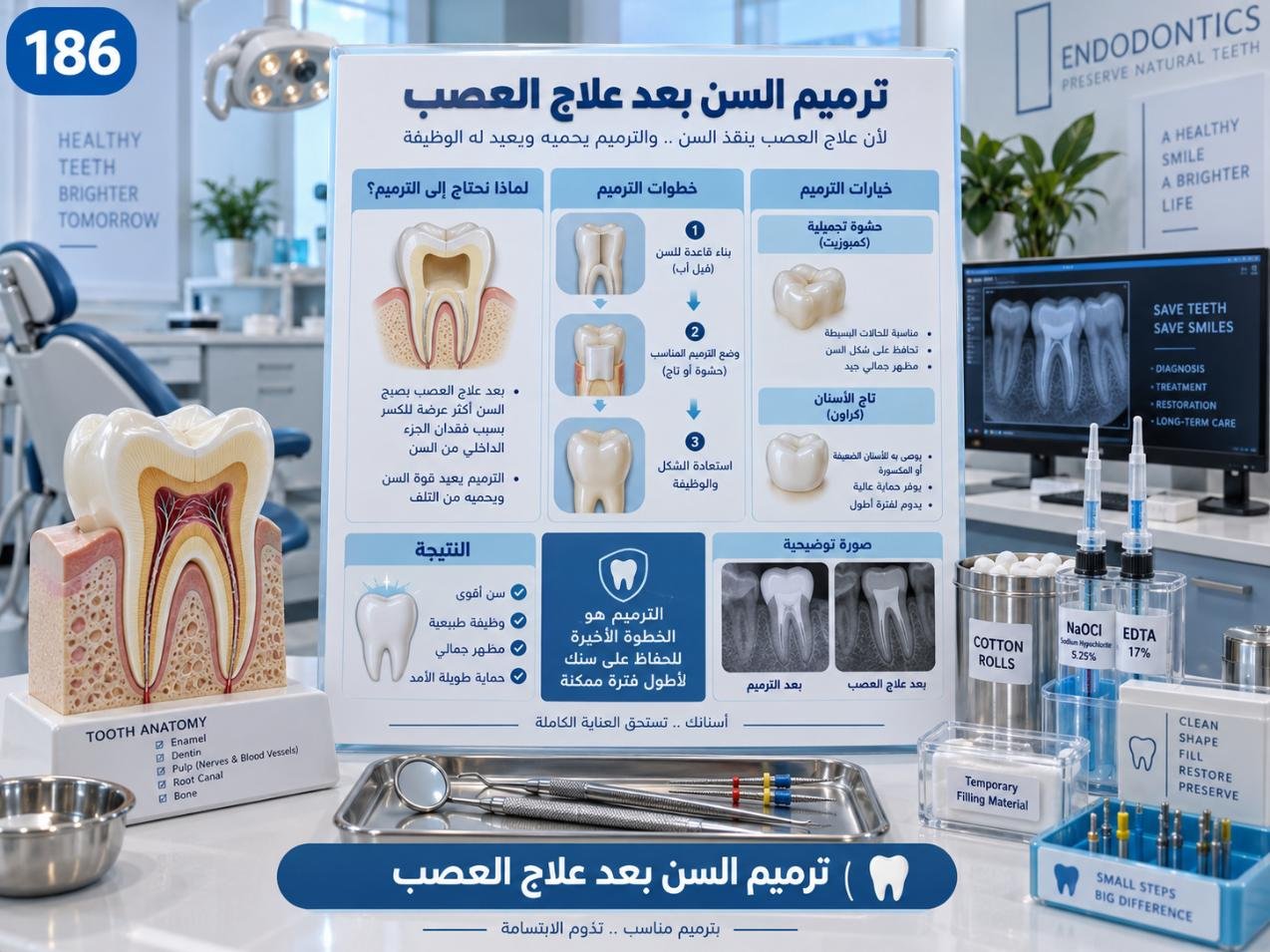 ترميم السن بعد علاج العصب: الدواعي والخطوات والمتابعة