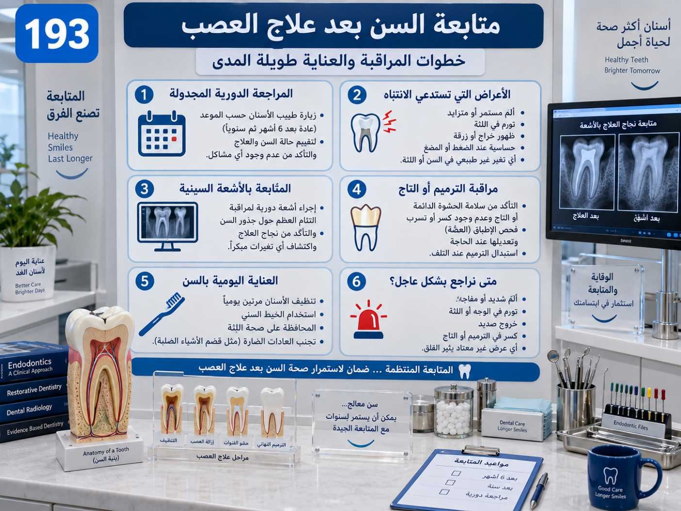 متابعة السن بعد علاج العصب: الأسباب والتشخيص وخيارات العلاج